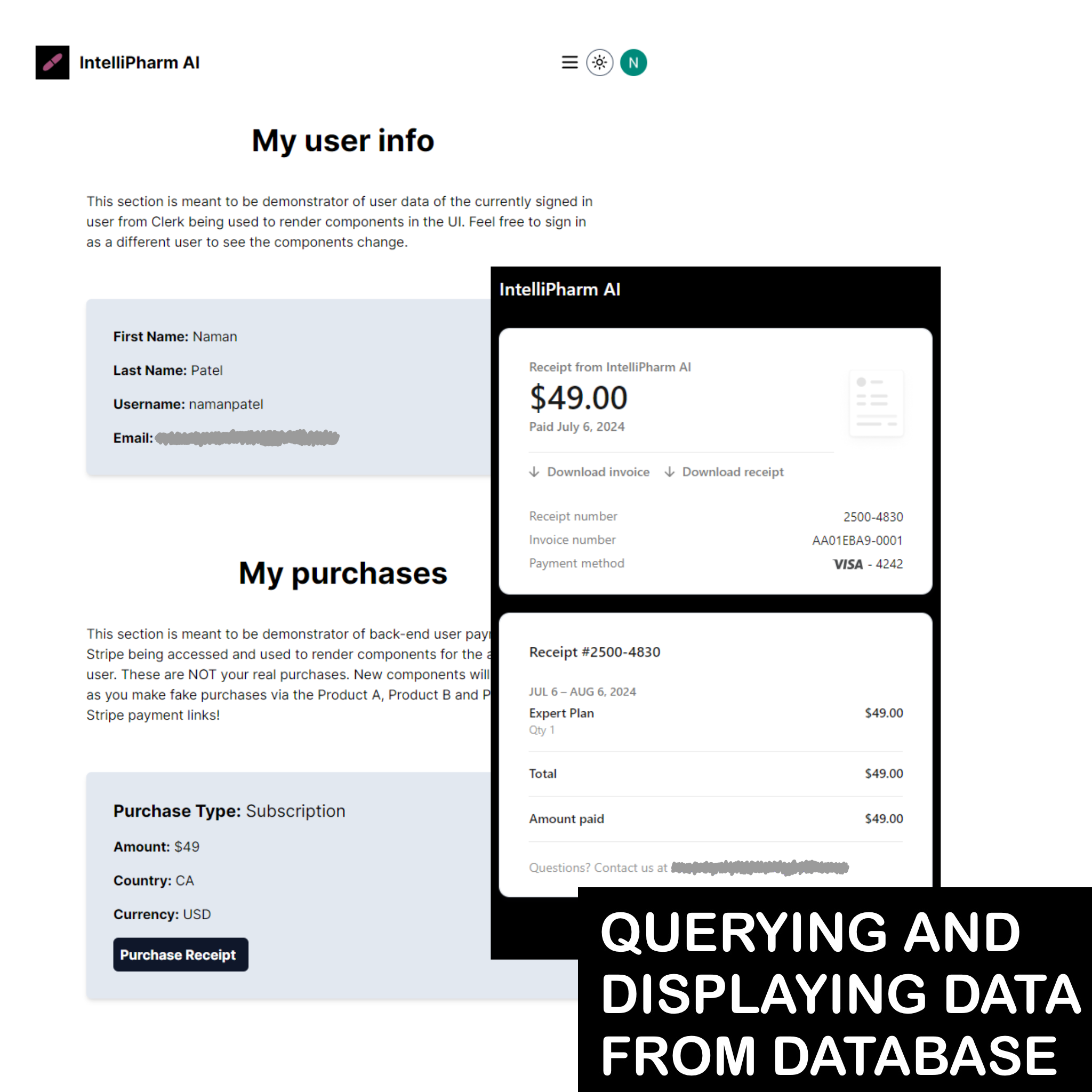 Database querying and displaying data