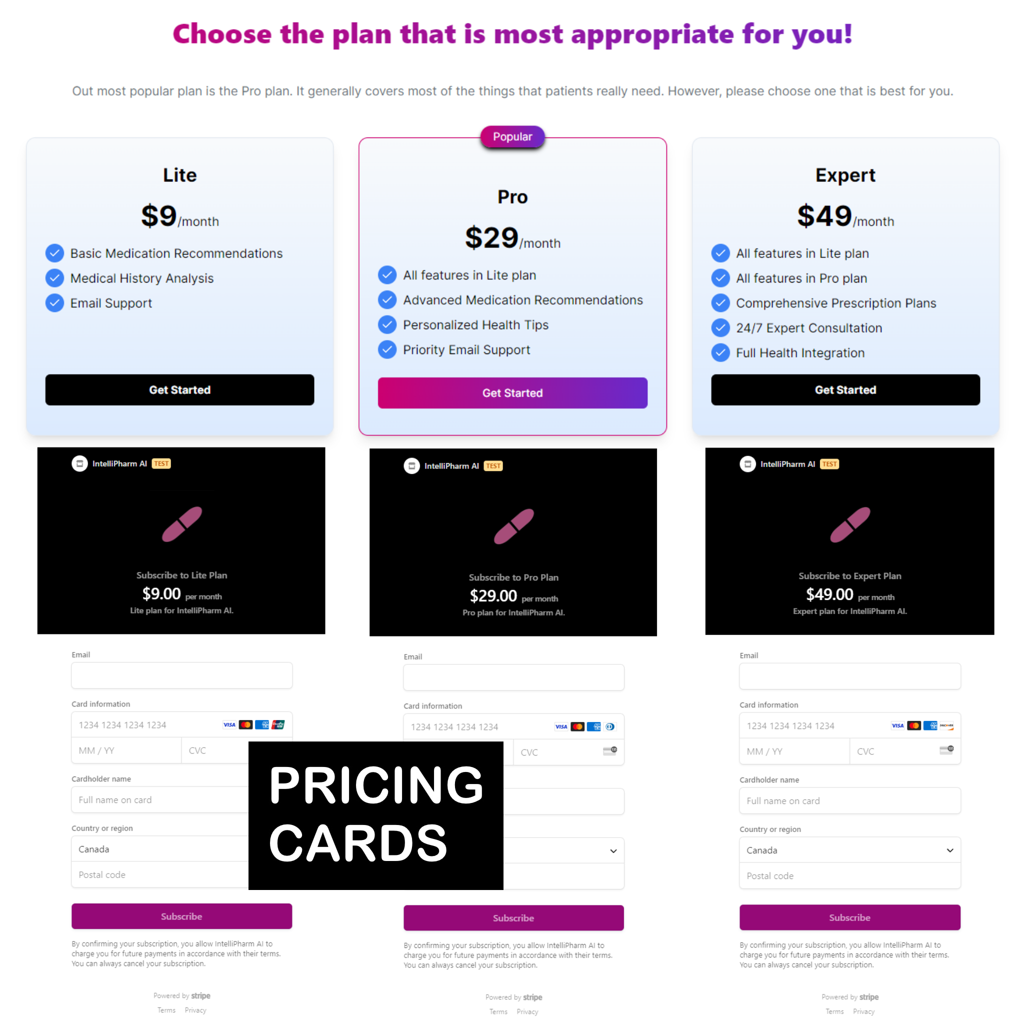 Pricing Cards